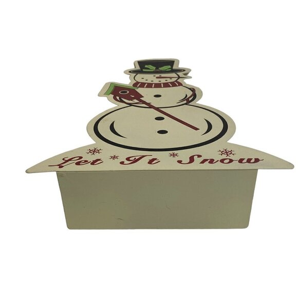 Large Christmas Snowman Metal Standing Decor 12" Retro Holiday - Picture 8 of 10